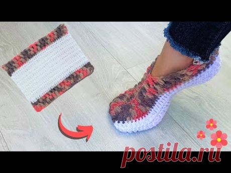 НЕВЕРОЯТНЫЙ! ТАПОЧКИ КРЮЧКОМ ТАК ЛЕГКО СДЕЛАТЬ