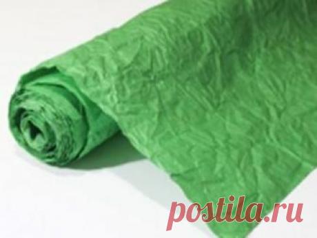 RP/10 Бумага жатая однотонная 70-75 см х 5 м/зеленая купить оптом в Екатеринбурге - интернет-магазин "Оазис Цветок"