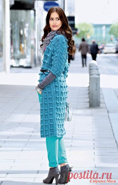 Голубое пальто (вязание спицами) - Вязание - Страна Мам