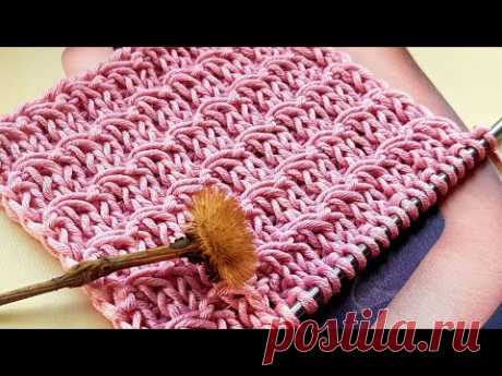 Рельефный узор спицами "Имитация резинки 2:1🍉 knitting pattern.