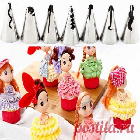 Falda de hojaldre rusa, boquillas de acero inoxidable, boquillas para glaseado, decoración de pasteles, herramienta de decoración de magdalenas, 7 unids/set por juego - AliExpress