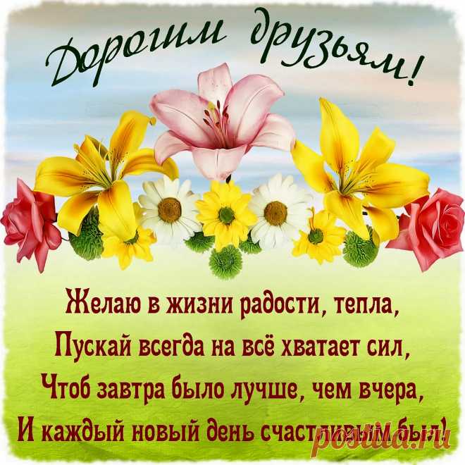 Пожелать хочу вам счастья,
Пусть оно заполнит все,
Будет радом «половинка»,
Друга верного плечо.