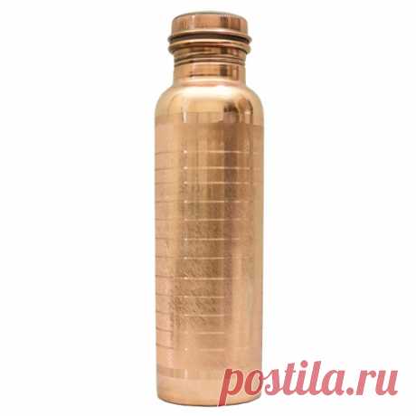 Медная бутылка ребристая (1 л), Ribbed Copper Bottle, произв. MYINDIA - MyIndia.ru
