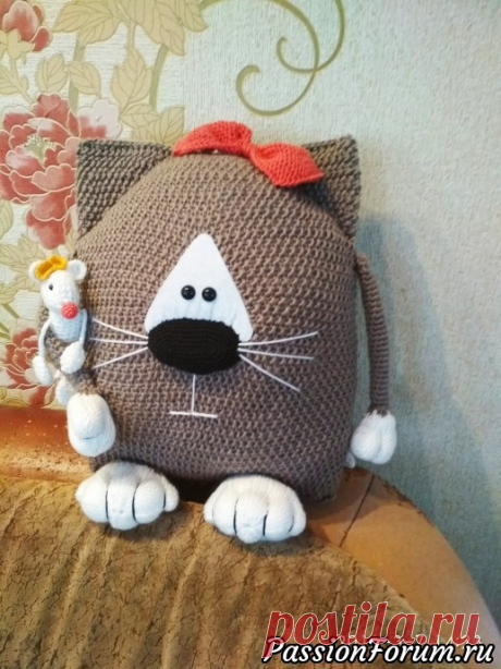 Котоподушка - запись пользователя Татьяна (татьяна) в сообществе Вязание спицами в категории Вязание спицами аксессуаров