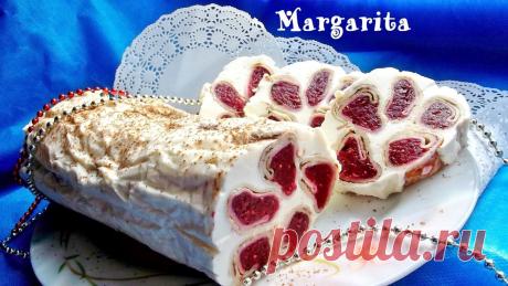 БЛИННЫЙ РУЛЕТ С МАЛИНОЙ