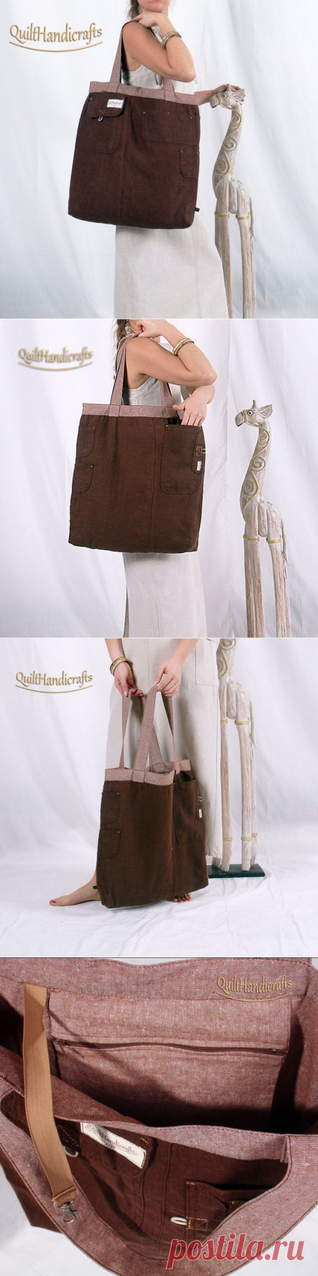 Safari bag Large linen beach bag Market bag by QuiltHandicrafts