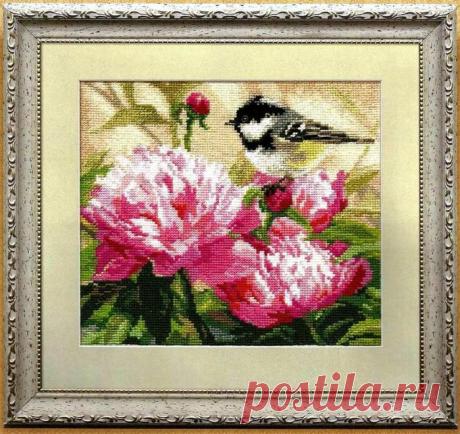 Вышивка «Синичка и пионы» | Домоводство для всей семьи