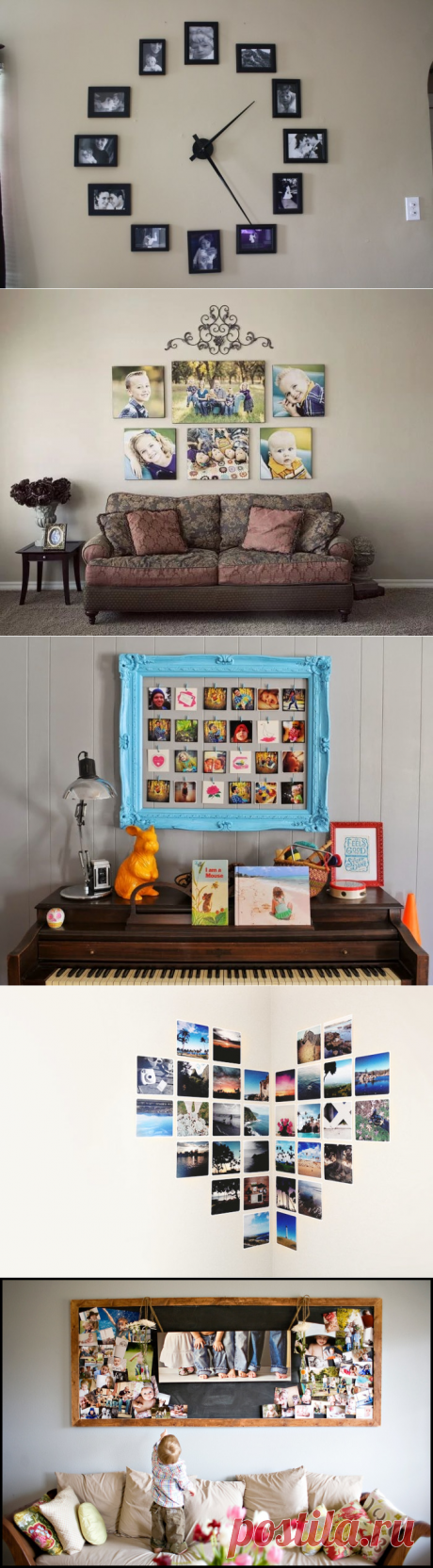 20 впечатляющих идей, как красиво разместить любимые фотографии на стене