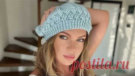 Вяжем шикарный осенний берет! 🍁 Мастер-класс! 💙 Beautiful crochet beret