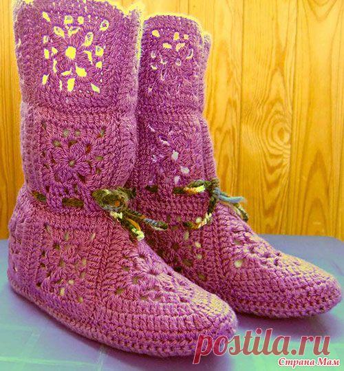 Вяжем домашние сапожки крючком | Сделай сам!