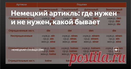 Немецкий артикль: где нужен и не нужен, какой бывает