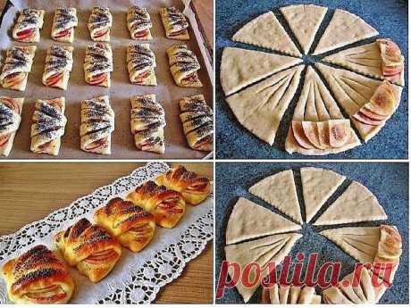 ✔ Самые вкусные рецепты, съедается за секунды: Конвертики с яблоками из творожного теста