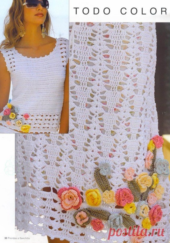 Белый костюм связанный крючком