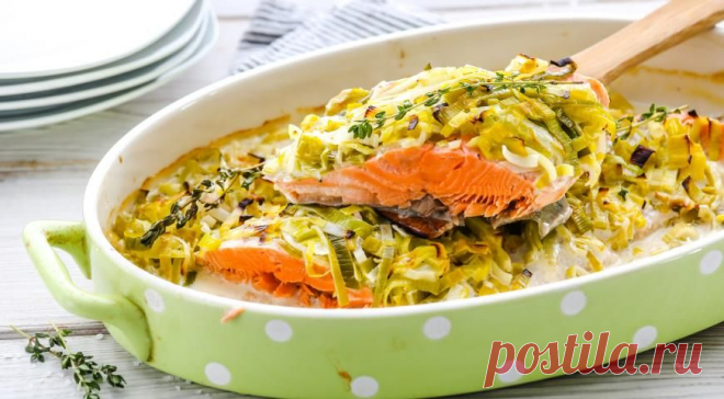 Чавыча под шубой из лука-порея. Пошаговый рецепт с фото на Gastronom.ru