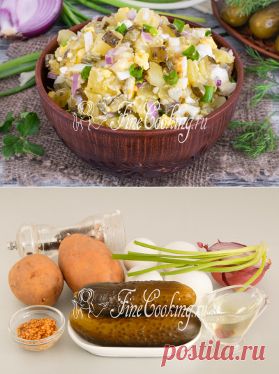 Салат картофельный с солеными огурцами и яйцами - рецепт с фото