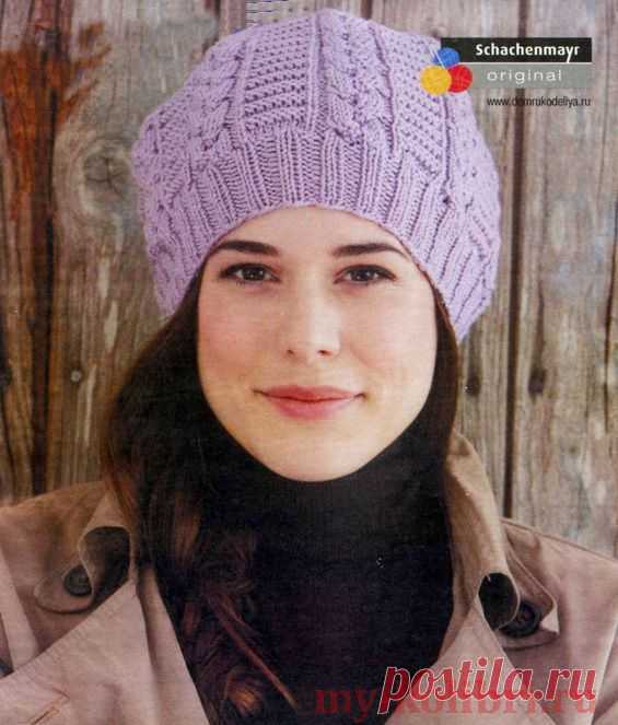 Вязание шапки спицами узором «Жемчужные косы»