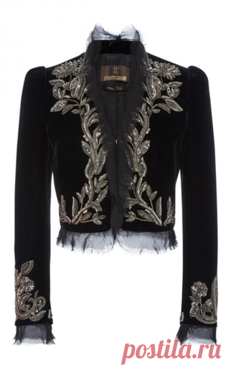Embroidered Cropped Jacket by Roberto Cavalli | Moda Operandi