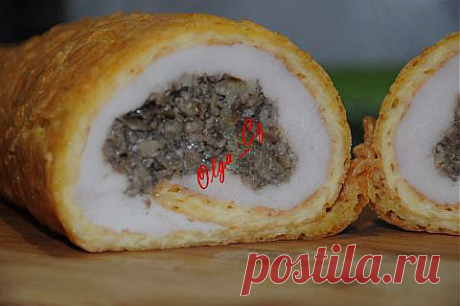 Сырный рулет с курицей и шампиньонами | 4vkusa.ru