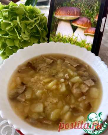 Грибной суп. Из сушеных боровиков. Аромат - просто убийственный. Про вкус ничего говорить не буду. На вкус и цвет, как говорится …, а вот аромат, повторюсь, вряд ли кого оставит равнодушным.