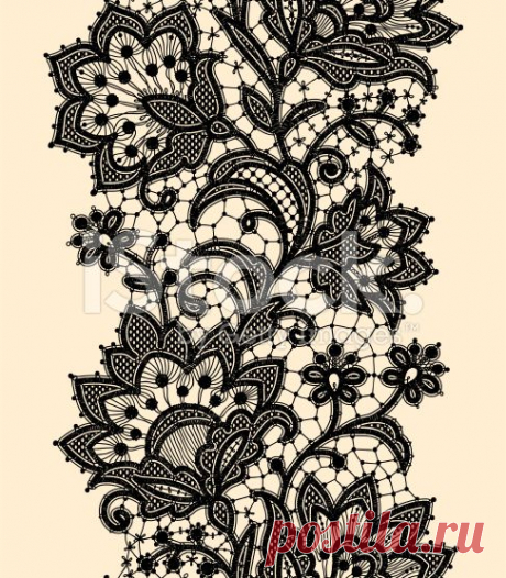 Vertical Seamless Pattern Black Lace stock vector art 17357111 - iStock