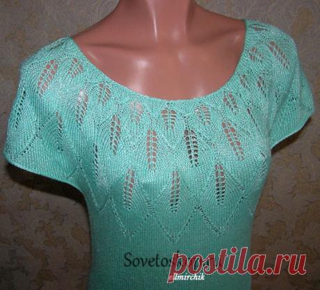 Кофточка с круглой кокеткой.Спицы.