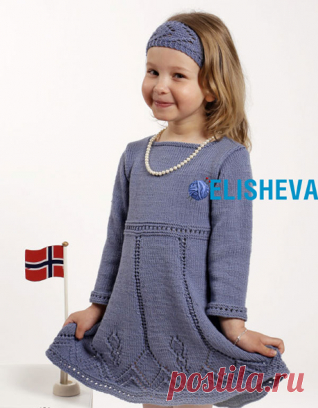Ажурное платье для девочки с длинным рукавом и повязка от Drops Design | Блог elisheva.ru