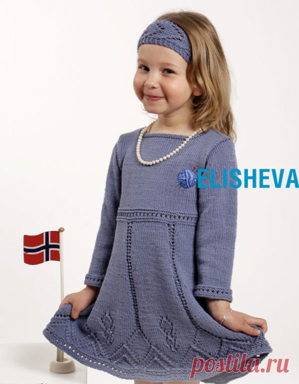 Ажурное платье для девочки с длинным рукавом и повязка от Drops Design | Блог elisheva.ru