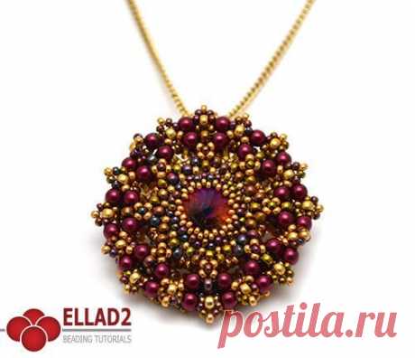 (14) Sparkly Wheel Pendant-Beading Patterns and Tutorials Ellad2 | Оплетение камней и стразов