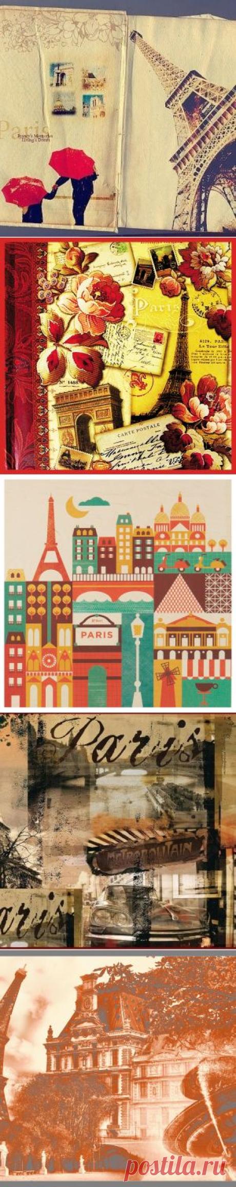 Винтажные картинки для творчества - postcard of Eiffel tower in Paris