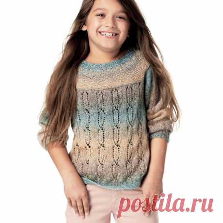 ВЯЗАНИЕ СПИЦАМИ. ДЕТСКИЙ ДЖЕМПЕР С АЖУРНЫМИ ДОРОЖКАМИ.