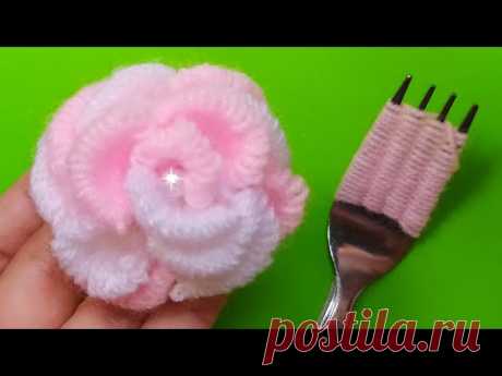 TRUCO DE BORDADO DE UNA ROSA CON UN TENEDOR _ Bordado a Mano _Hand embroidery