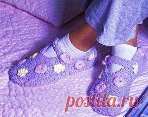 Вязаные тапочки-балетки | Вязание спицами, крючком, уроки вязания