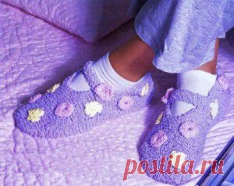 Вязаные тапочки-балетки | Вязание спицами, крючком, уроки вязания