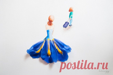 Рисунки из акварели и цветов