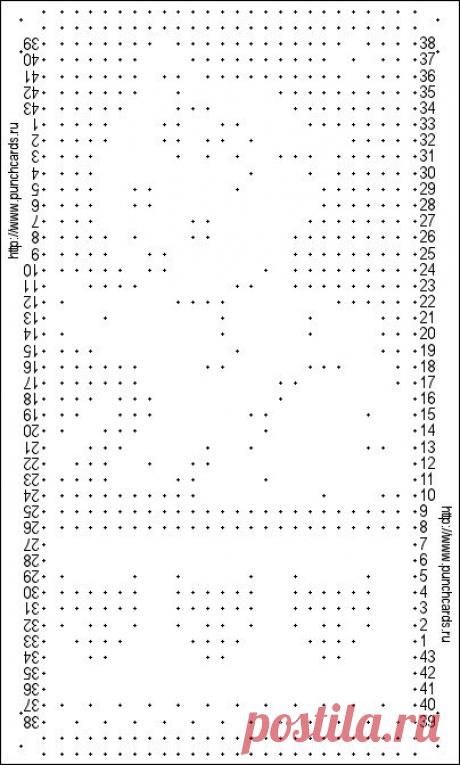Просмотр рисунка перфокарты с раппортом 24 петли, пересчёт на две фонтуры, печать перфокарты