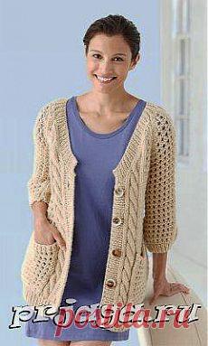 Вязание кардигана спицами с описанием от Lion Brand