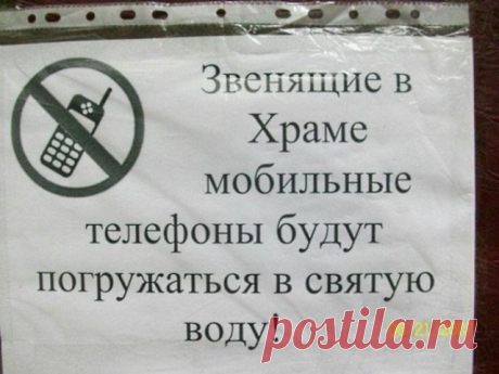 И смешно и грешно!)) 
Кардинальные методы борьбы с нарушителями порядка.

Церковные голуби питаются святым духом.

Еда — это зло! Лучше оставьте собачке денежку.

А вот с людьми лучше поступать наоборот.

Двойная слежка.
…