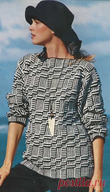 #09 Mosaic Basketweave Pullover pattern by Lily M. Chin 
Knitted measurements:
