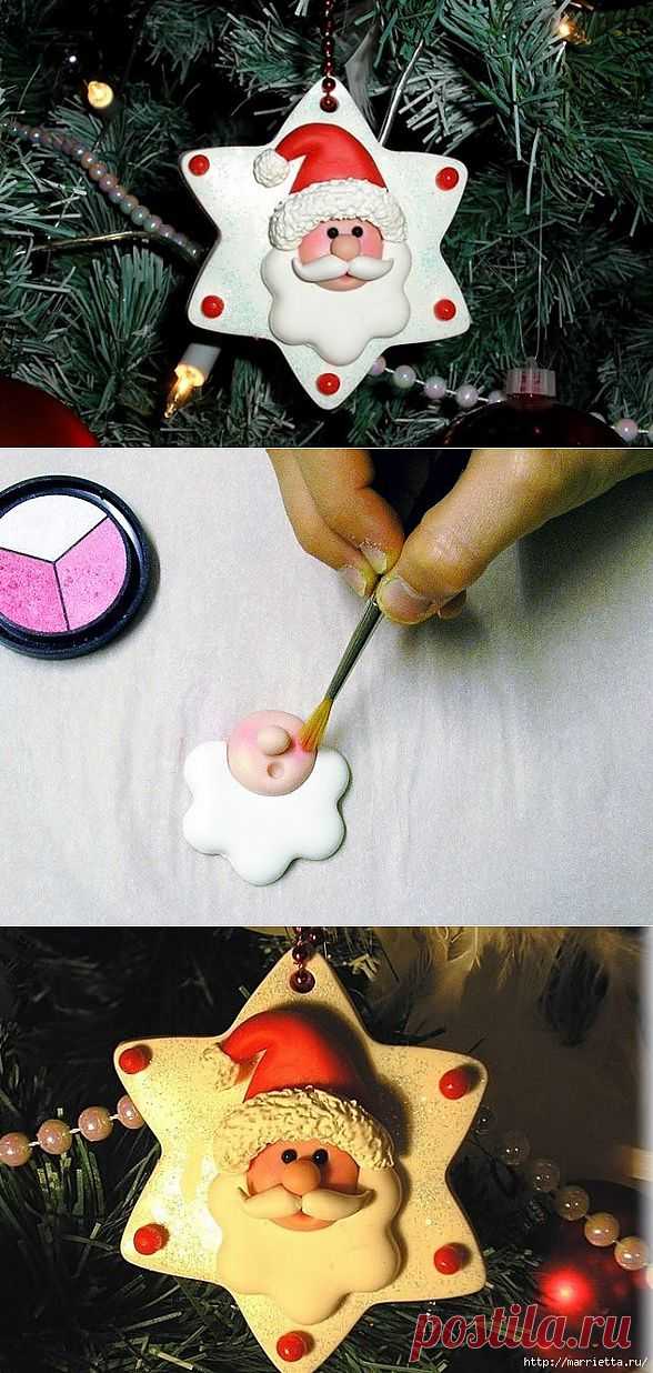 Фото мастер-класс по лепке Санта Клауса - подвески для елочки.