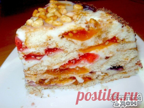Торт &quot;Битое стекло&quot; - Очень красиво, просто и вкусно!!! Обязательно попробуйте. Вкусный, нежный легкий тортик. Продукты: упаковка готовых бисквитных коржей (два нужно поломать кусочками, третий оставить целым) 3 пачки желе разного цвета и вкуса, (или купить готовое, если времени мало) 500гр сметаны 1 ст. сахара желатин 20 гр ванилин Итак: заранее приготовить желе, а если уже есть готовое, то хорошо, времени вообще мало займет приготовить крем: замочить 20 гр желатина в 10 ложках…