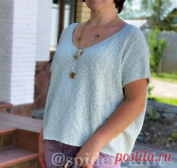 Топ-футболка снизу вверх. Спицами. / knittingideas.ru