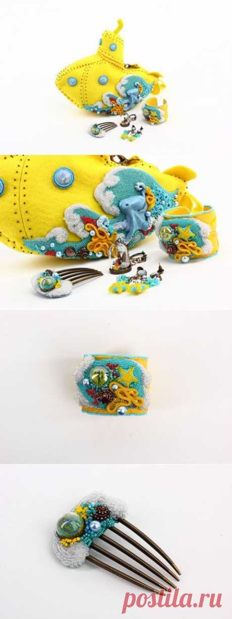 Комплект аксессуаров "Yellow Submarine" Призер конкурса"Мода и цвет 2014" Осторожно много фото! | biser.info - всё о бисере и бисерном творчестве