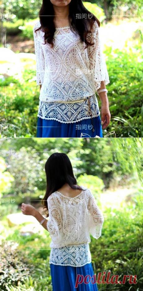 Ажурная белая туника