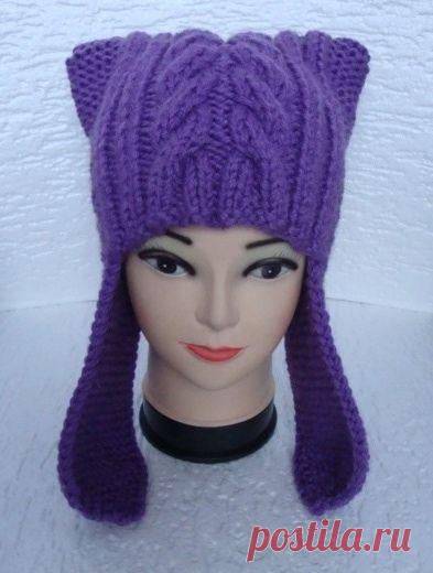 Вязаная шапочка с длинными ушками