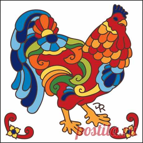 6x6 Talavera Rooster Decorative Art Tile - Hand N Hand Designs