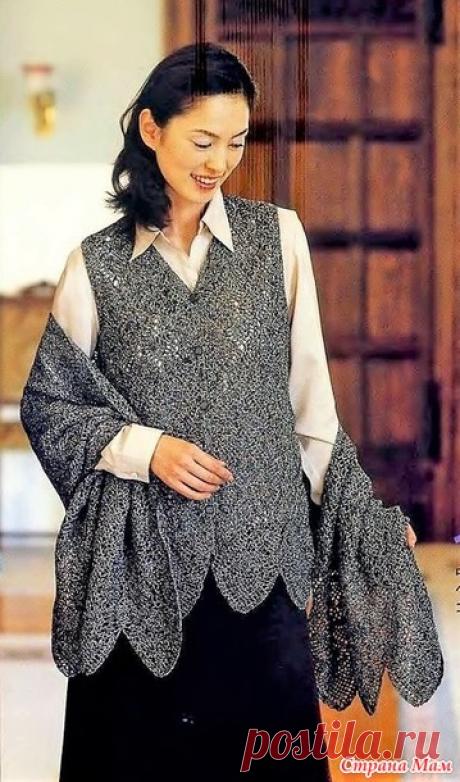 Комплект из жилета и палантина. Крючок. - ВЯЗАНАЯ МОДА+ ДЛЯ НЕМОДЕЛЬНЫХ ДАМ - Страна Мам