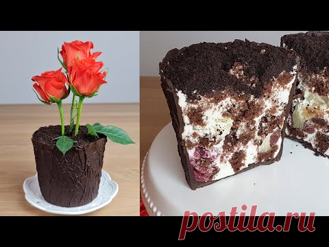 ШОКОЛАДНЫЙ ДЕСЕРТ В СТАКАНЧИКАХ. ШОКОЛАДНЫЙ СТАКАНЧИК. МАМИН ЛЮБИМЫЙ ЦВЕТОК. ДЕСЕРТ ЦВЕТЫ В ГОРШКЕ.