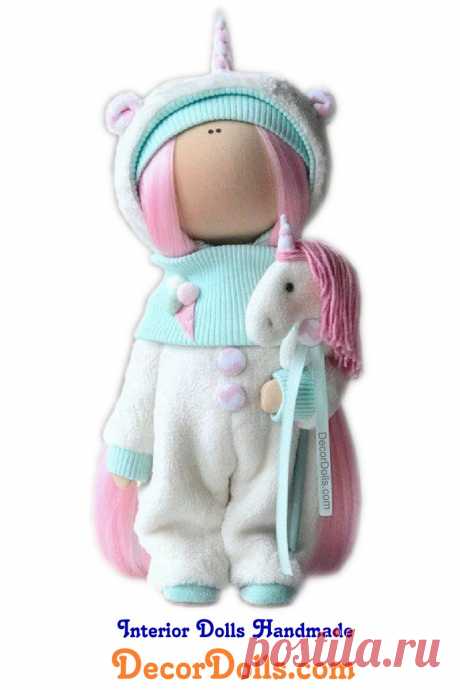 Unicorn Art Doll, Handmade Fabric Doll, Poupée Tilda Doll, Textile Cloth Doll, Bambole Rag Doll, Muñecas Winter Decor Doll by Yulia K Hello, dear visitors!This is handmade cloth doll created by Master Yulia K. (Sochi, Russia).  Doll is made by Order.Order production time is 4-6 weeks. FREE SHIPPING TO ANY COUNTRYDoll is 30 cm (11,8 inch) tall and made of only quality materials.All dolls stated on the photo are made by Yulia K.You can find them in our
