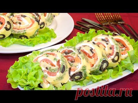 Закуска на праздничный стол – рулет с красной рыбой «Тигровый»