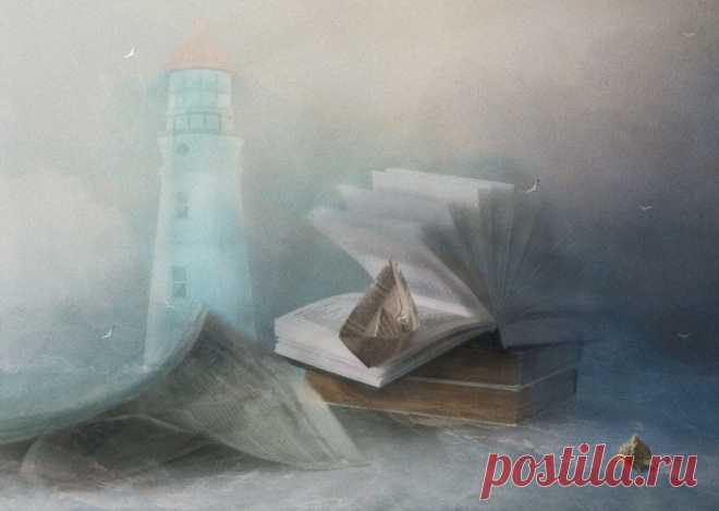 картина, постер, море, кораблик, книга, интерьер